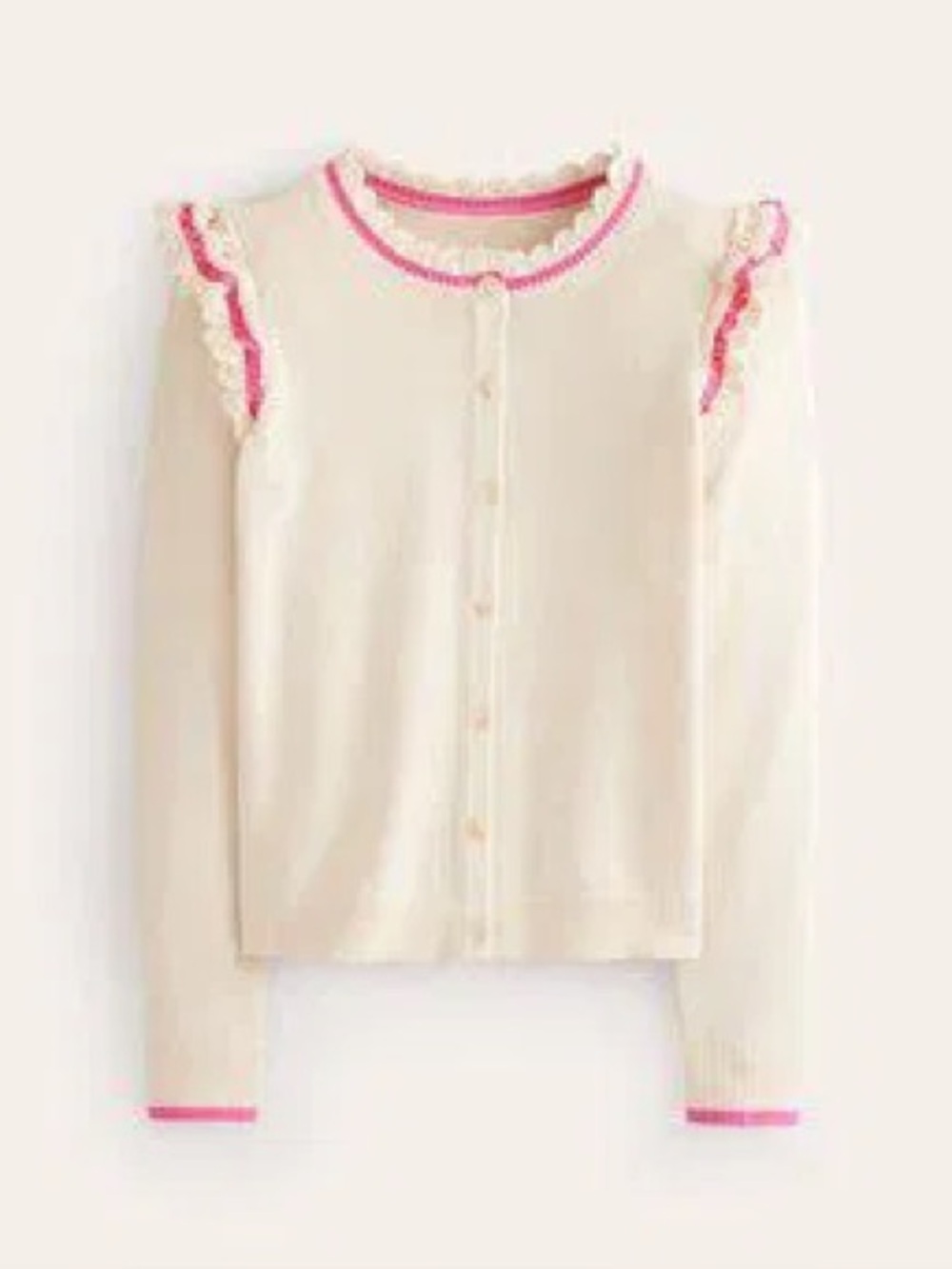 Boden Crochet Frill Detail Cardigan